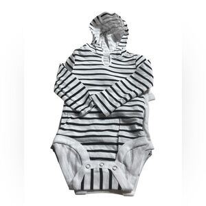 Hanes Black and White Striped Zippin & Flexy Baby Romper | 3 piece set | 12-18 M